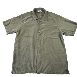 Columbia Sportswear Mens Button Up Shirt‎ Size Large Green Check Short Sleeve
